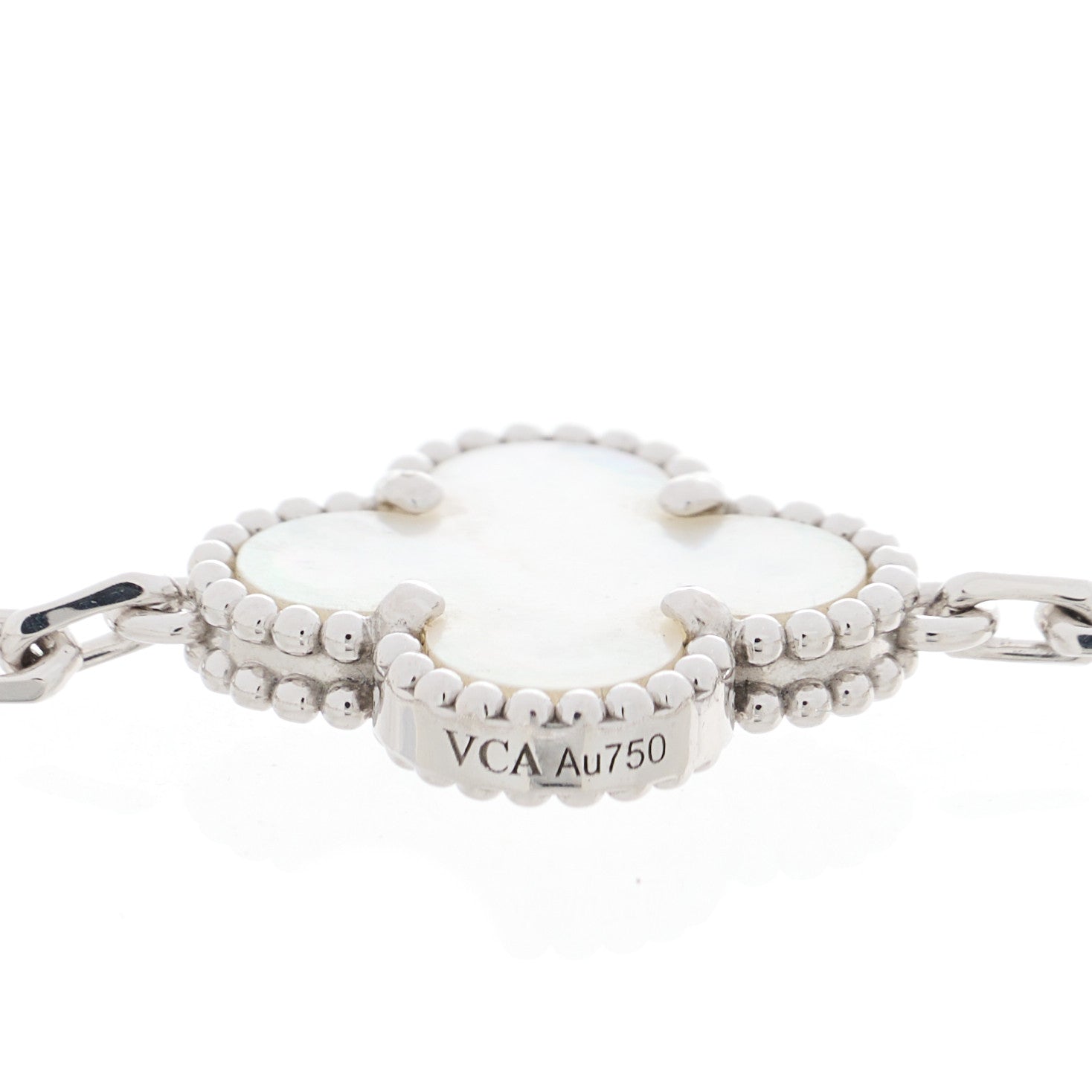 Van Cleef & Arpels 18K White Gold Mother of Pearl 5 Motifs Vintage Alhambra Bracelet 4 of 5