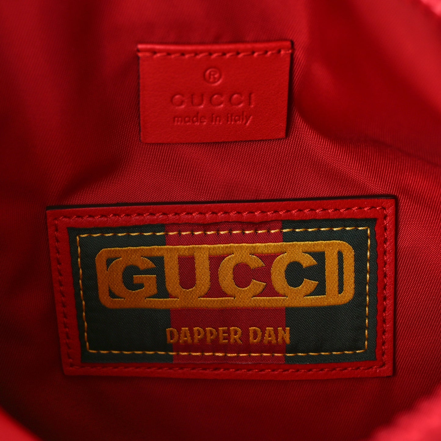 X DAPPER DAN Calfskin GG Micro Monogram Belt Bag Red