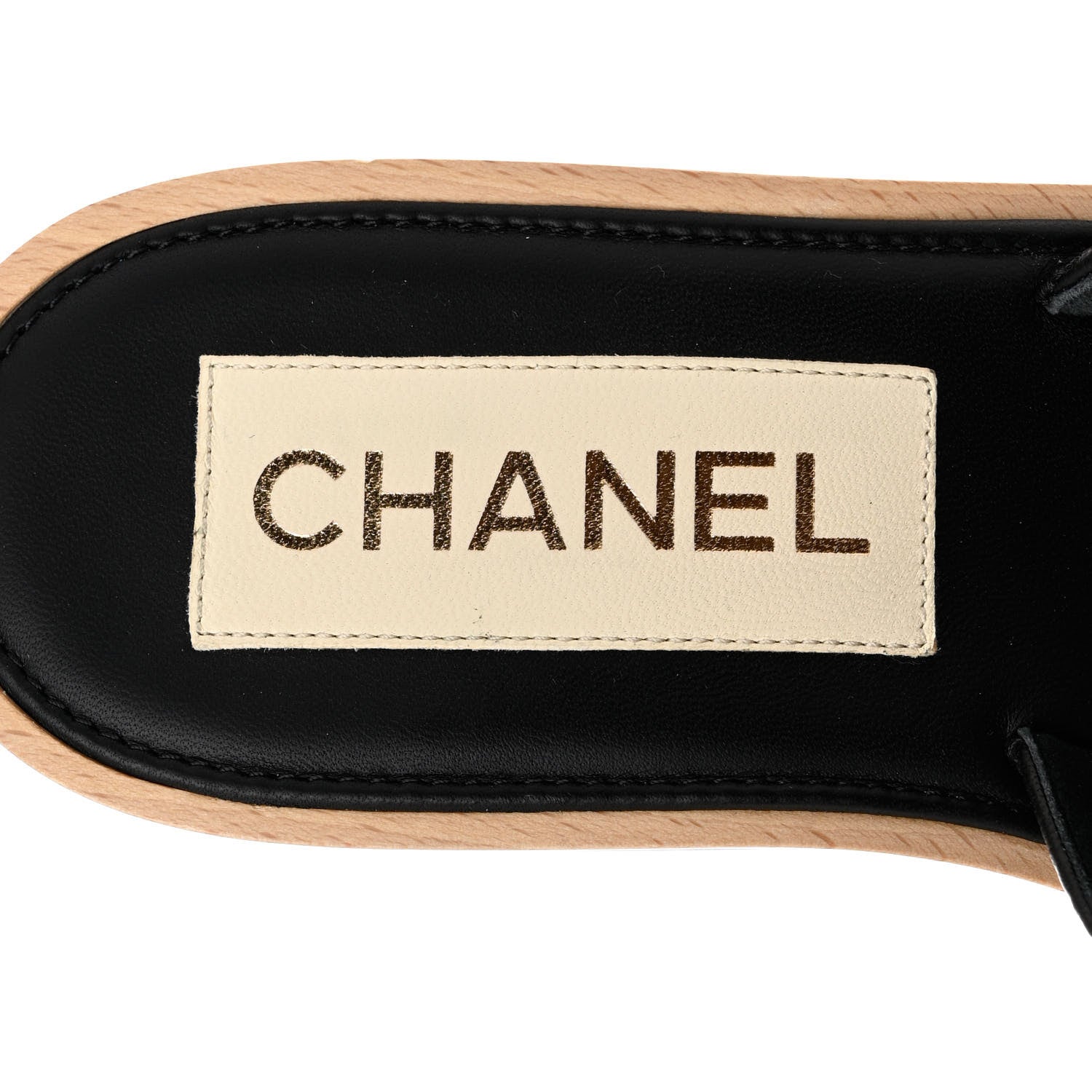 Chanel Lambskin Quilted CC Wedge Sandals 38 Black 7 of 8