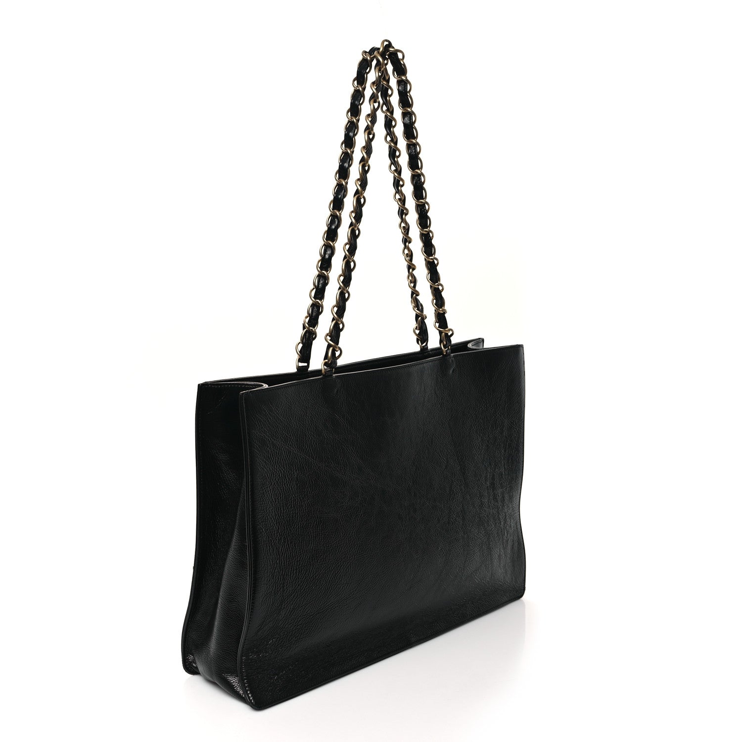 Chanel Shiny Aged Calfskin Shopping Bag Black 3 of 12