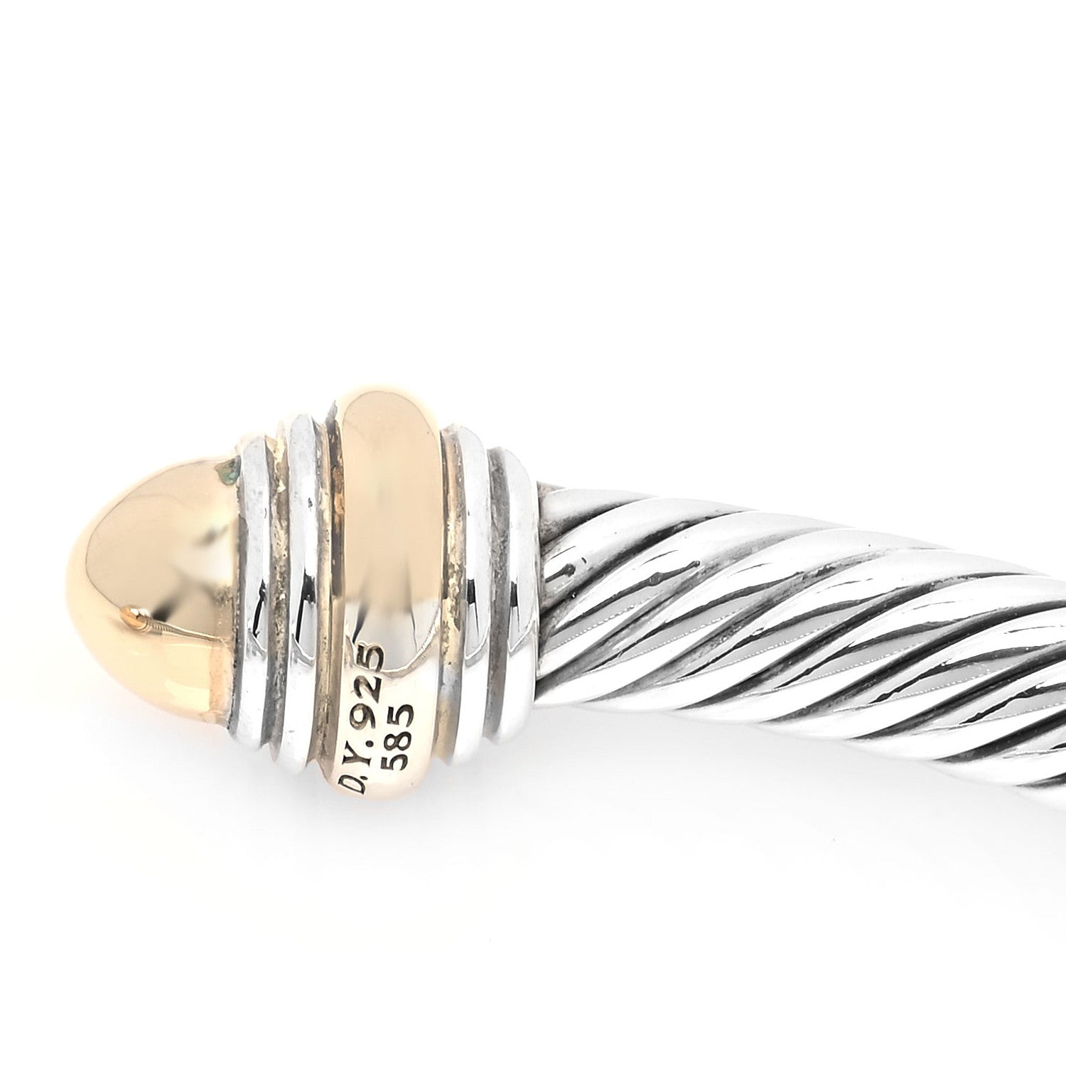 David Yurman Sterling Silver 14K Yellow Gold 5mm Cable Classics Dome Bracelet 4 of 4