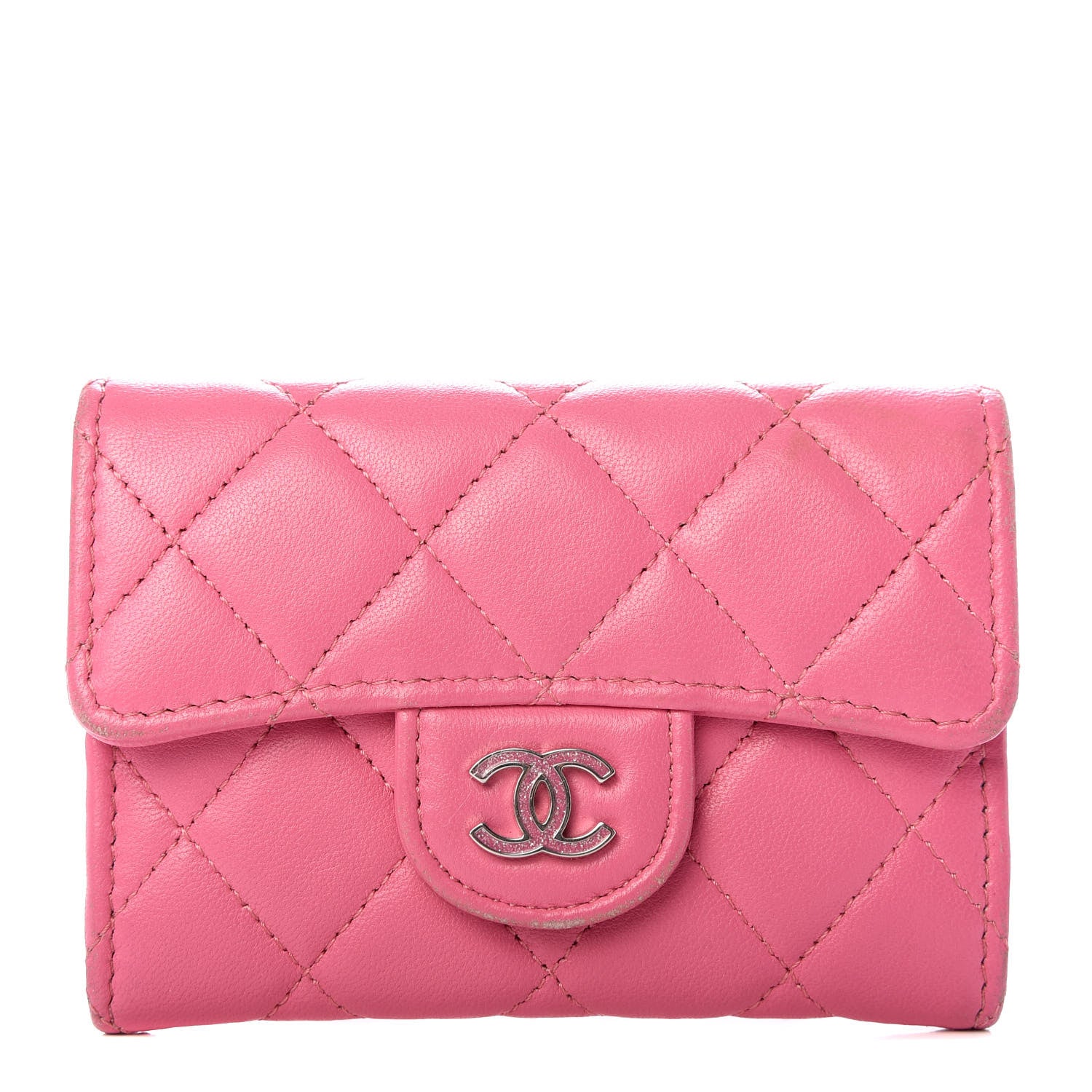 Chanel Lambskin Quilted Flap Card Holder Wallet Pink 1 of 7