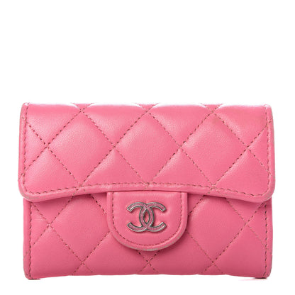 Chanel Lambskin Quilted Flap Card Holder Wallet Pink 1 of 7