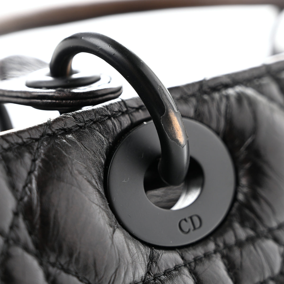 Christian Dior Crinkled Calfskin Cannage Medium Lady Dior Black 14 of 15