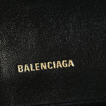 Balenciaga Shiny Calfskin Crocodile Embossed Hourglass Gusset Pouch Black 6 of 10