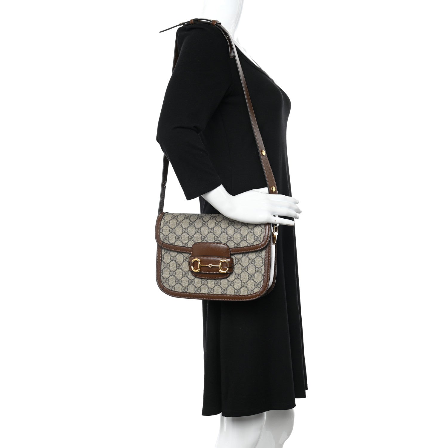 Gucci GG Supreme Monogram Horsebit 1955 Shoulder Bag Beige Brown Sugar 2 of 10