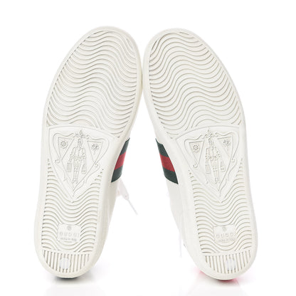 Gucci Calfskin Ayers Bee Embroidered Womens Ace Sneakers 37 White Green 9 of 13