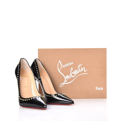 Christian Louboutin Patent Anjalina 120 Studded Pumps 37 Black 8 of 8