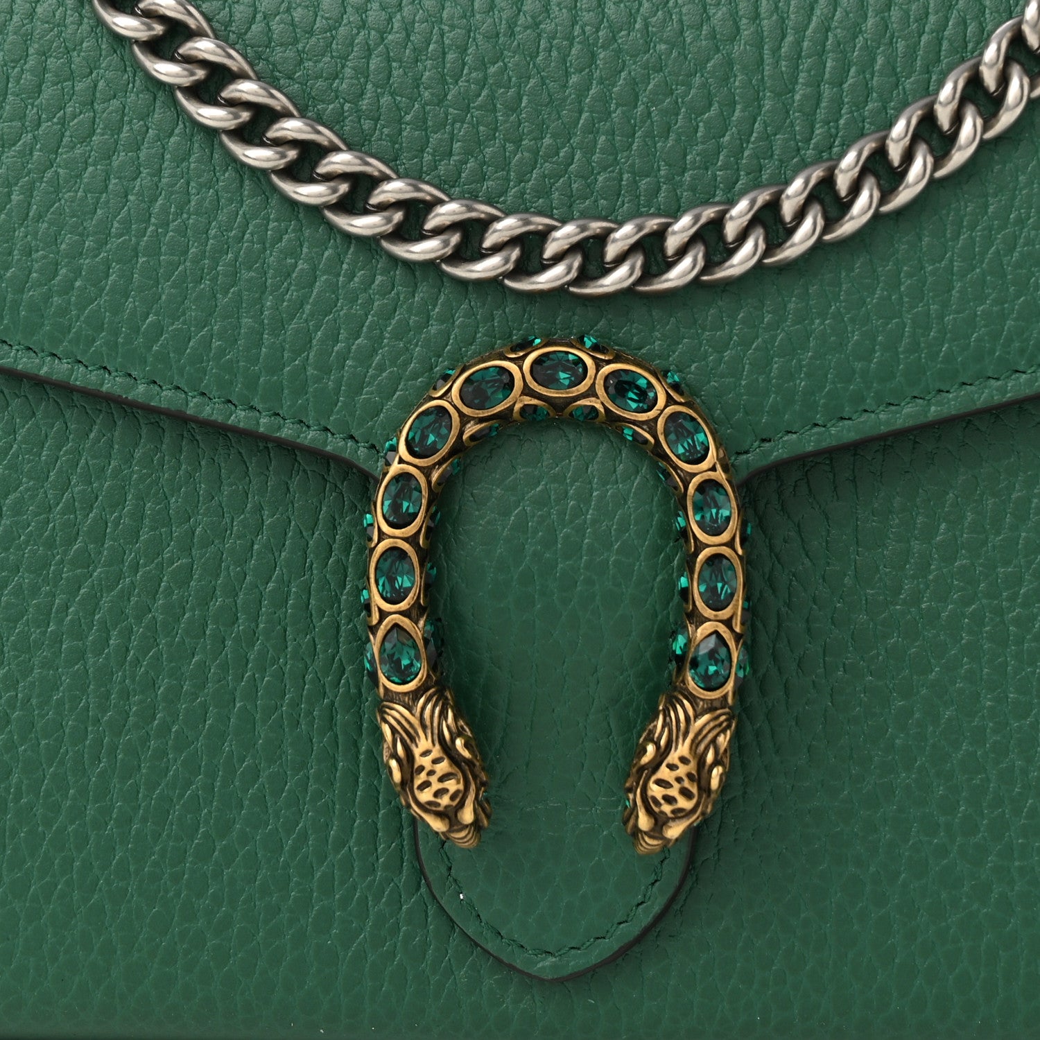 Gucci Calfskin Mini Dionysus Chain Wallet Emerald 8 of 11