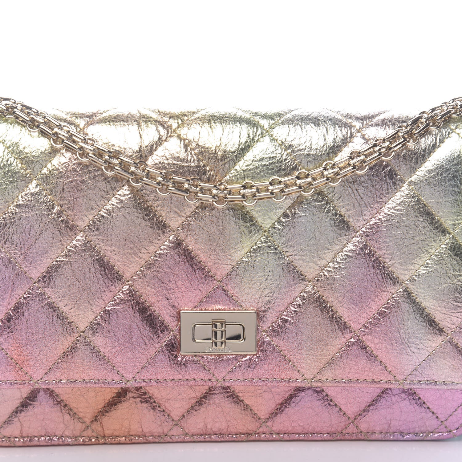Chanel Metallic Goatskin Quilted 2.55 Reissue Wallet on Chain WOC Multicolor 12 of 13