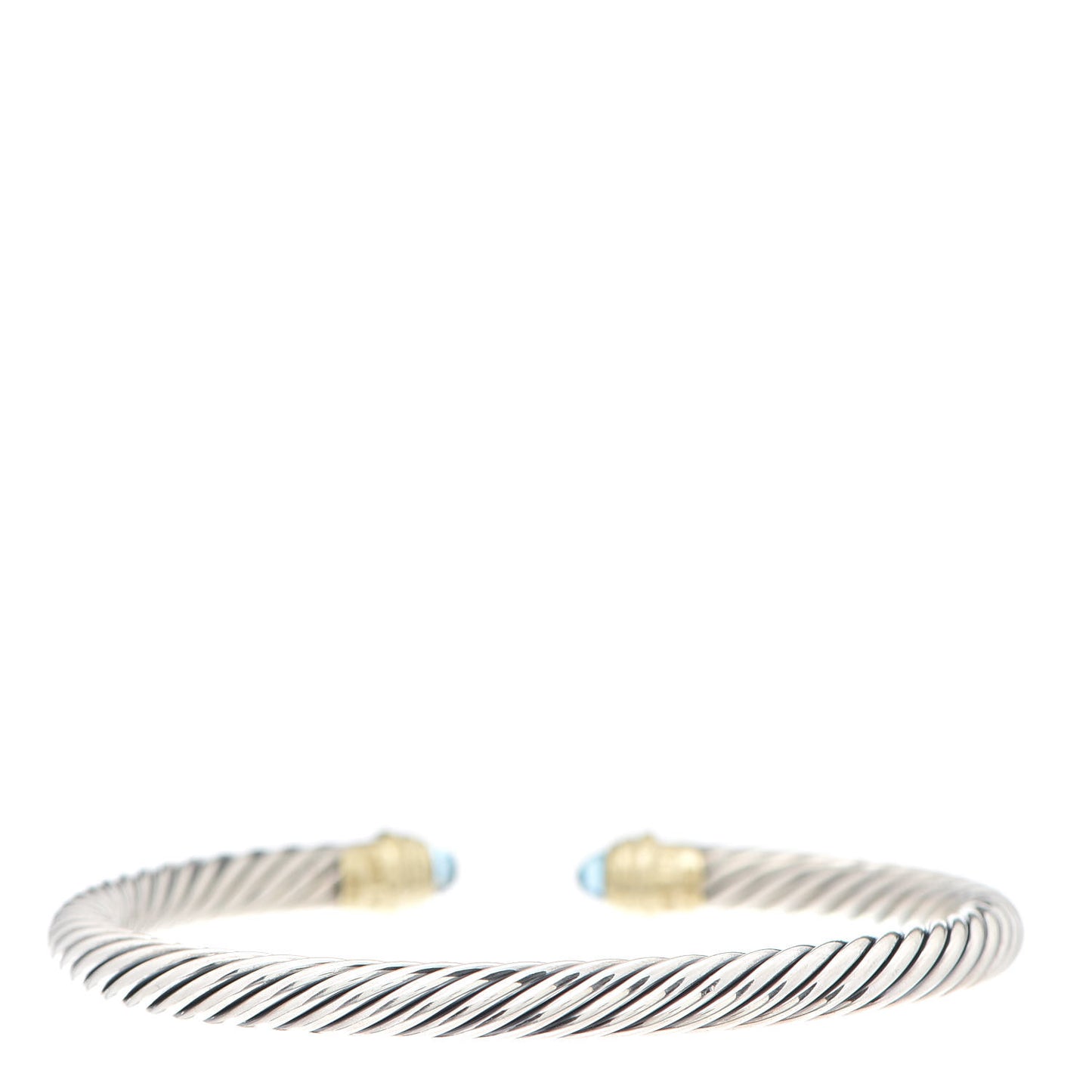 Sterling Silver 14K Yellow Gold Blue Topaz 5mm Cable Classics Petite Color Bracelet