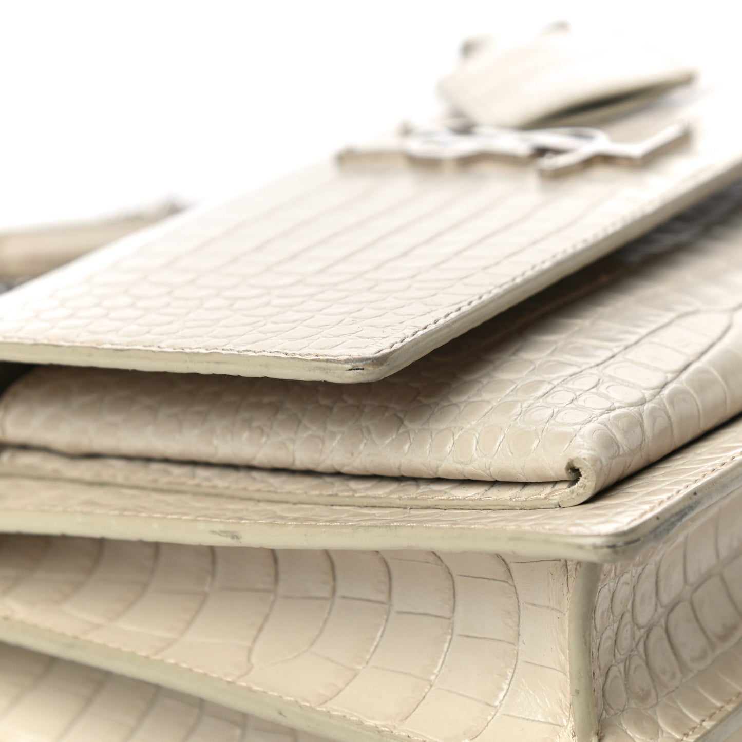 Calfskin Crocodile Embossed Medium Monogram Sunset Blanc Vintage