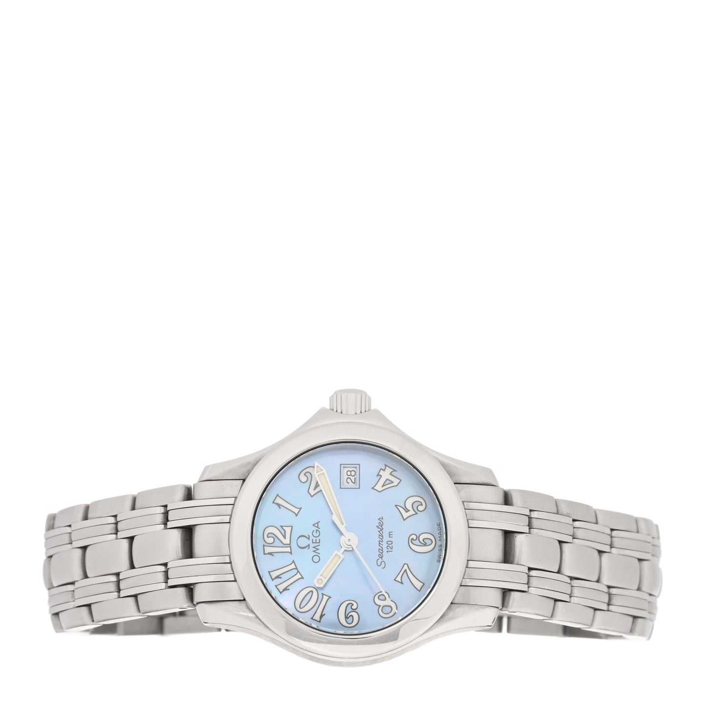 Stainless Steel Blue Mother of Pearl 26mm Seamaster 120M Quartz Watch 2581.88