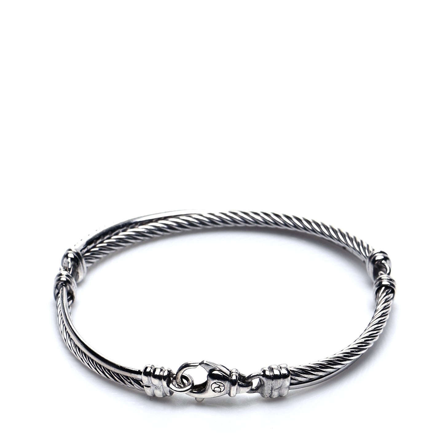 Sterling Silver 14K White Gold Diamond 3mm Crossover Bracelet