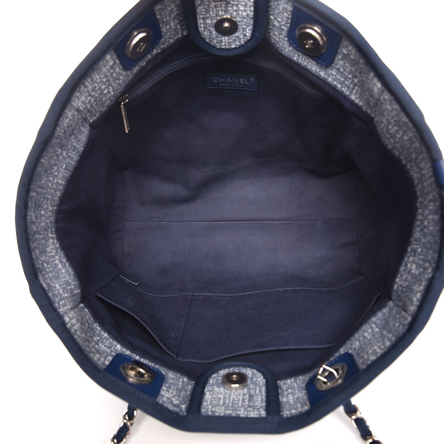 Chanel Woven Straw Raffia Small Deauville Tote Blue 5 of 9