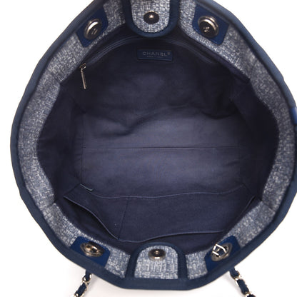 Chanel Woven Straw Raffia Small Deauville Tote Blue 5 of 9