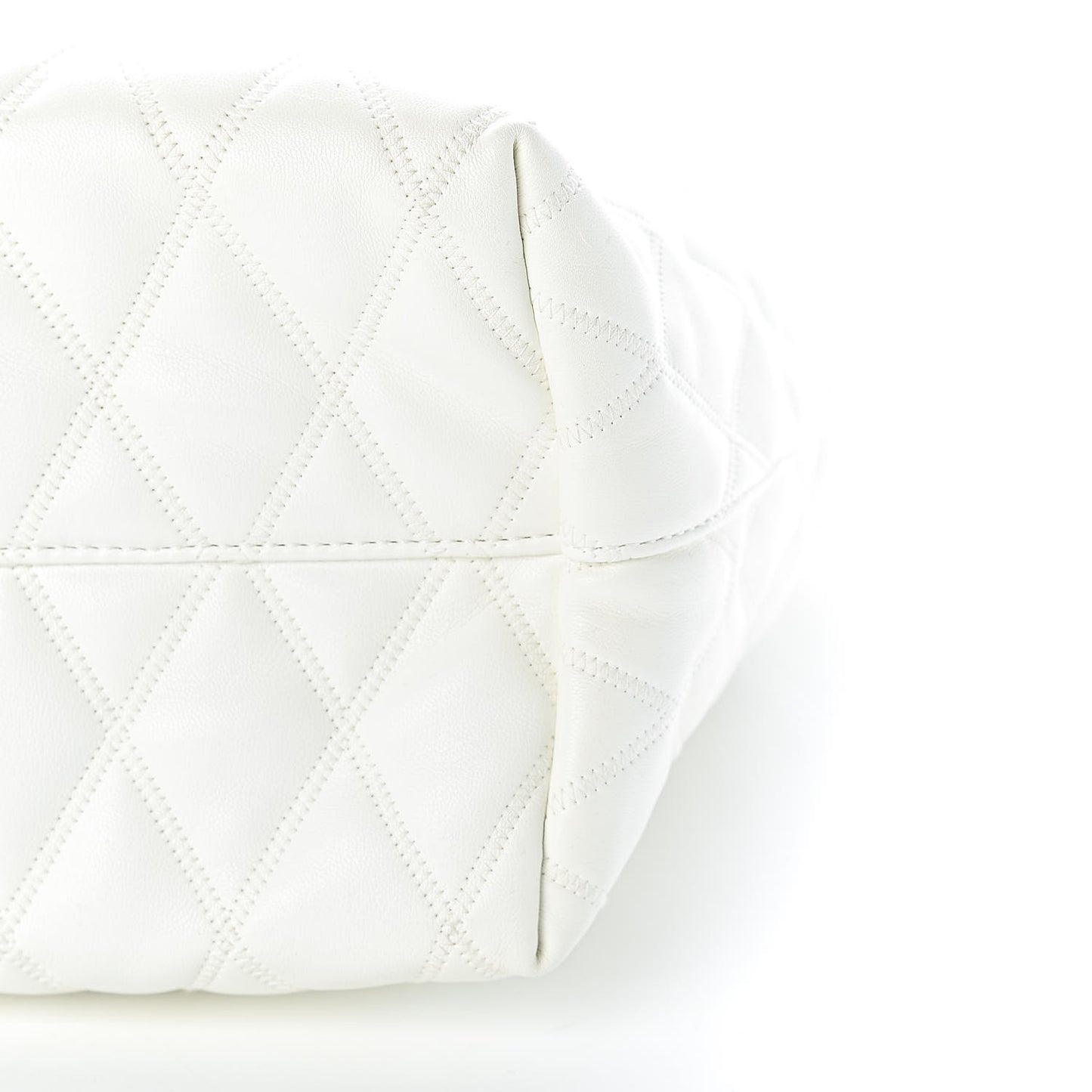 Rubber Effect Canvas Quilted Duo Shopper Tote White