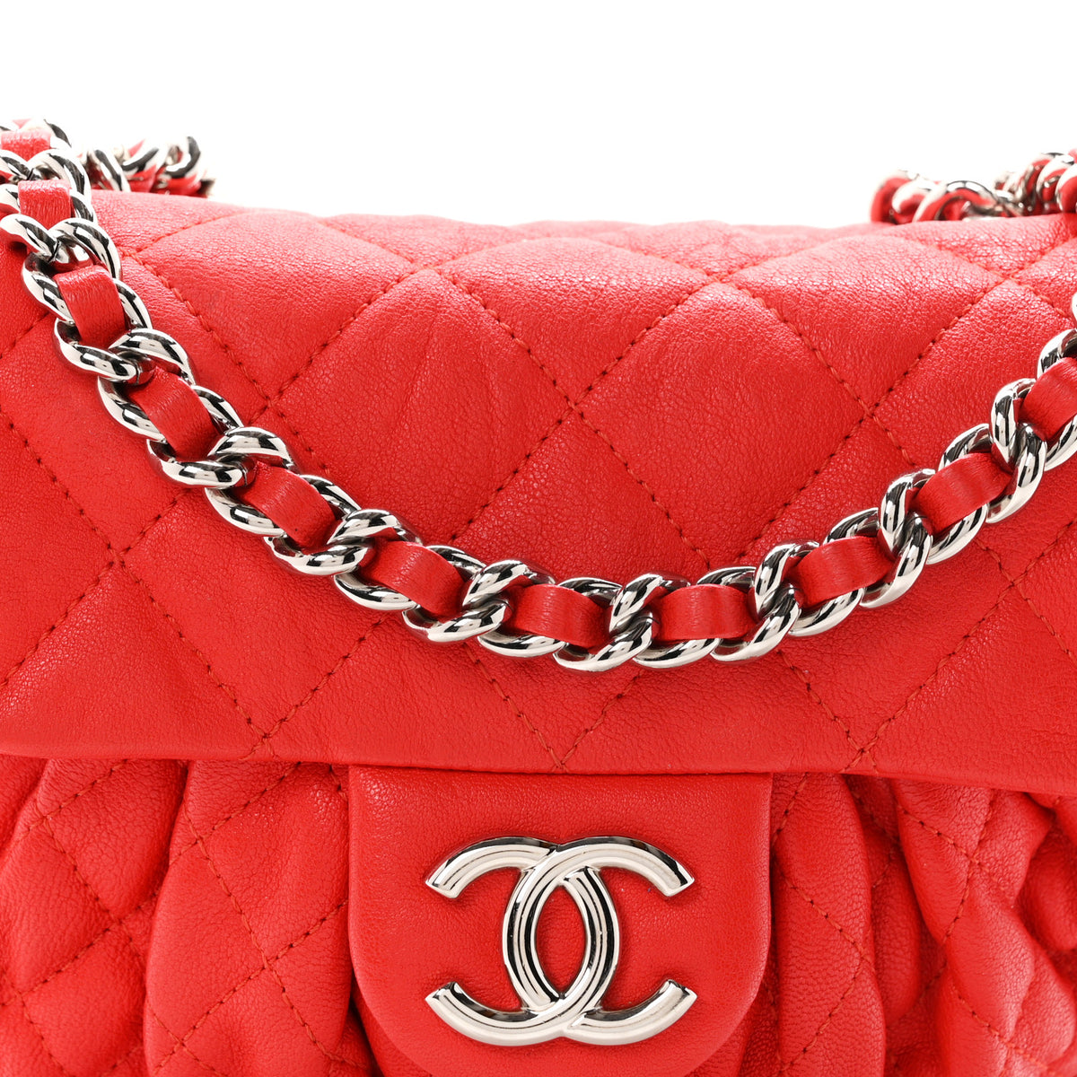 Washed Lambskin Mini Chain Around Messenger Coral
