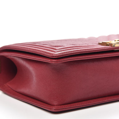 Chanel Caviar Chevron Quilted New Medium Boy Flap Red 9 of 12
