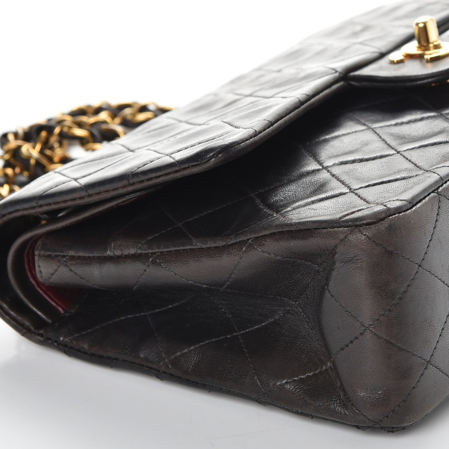 Lambskin Quilted Medium Double Flap Black