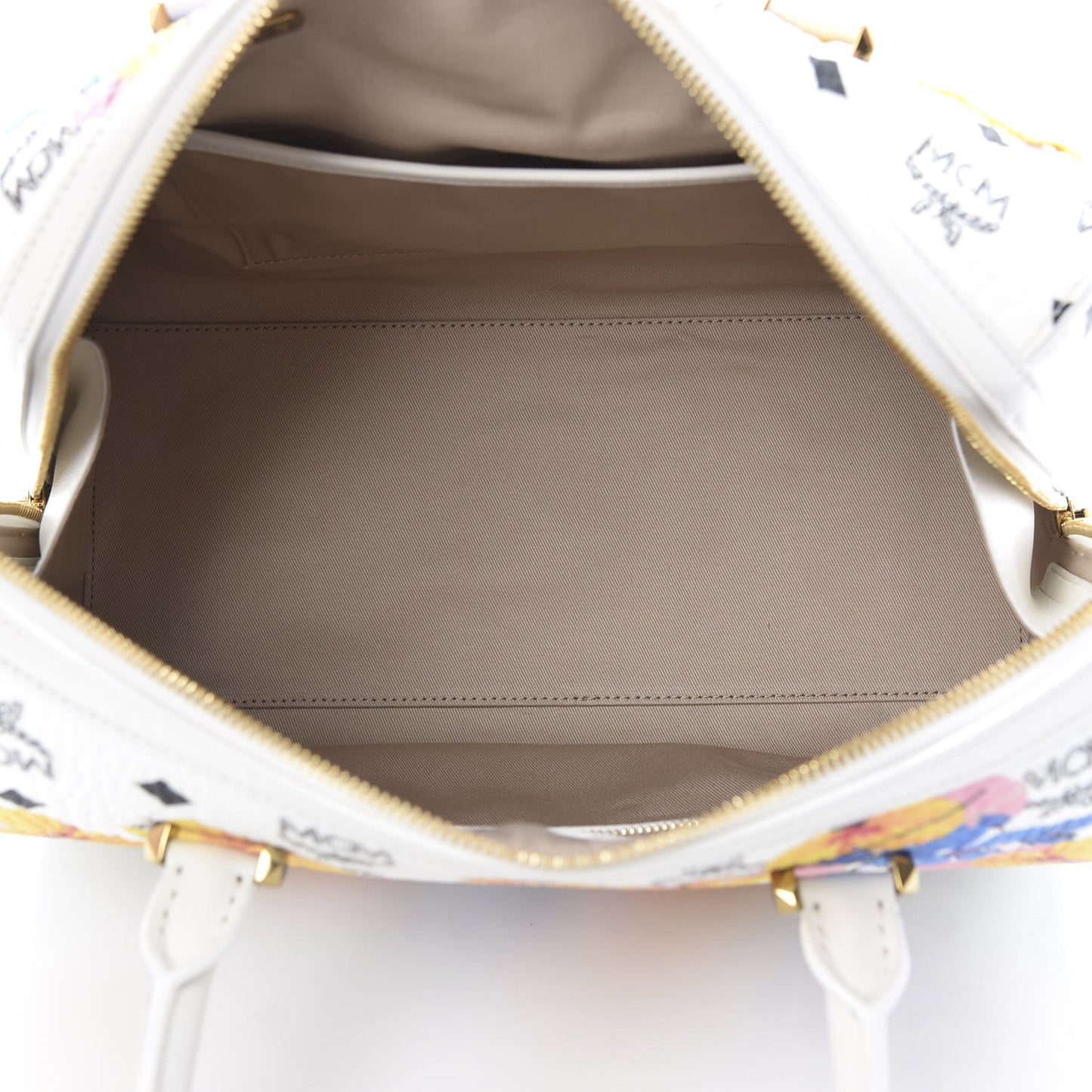 Visetos Floral Print Boston Bag White