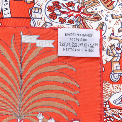 Hermes Silk Exposition Universelle Scarf 90 Rouge Creme Violet 5 of 5