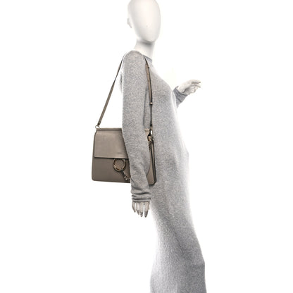Chloe Calfskin Suede Medium Faye Shoulder Bag Motty Grey 2 of 9
