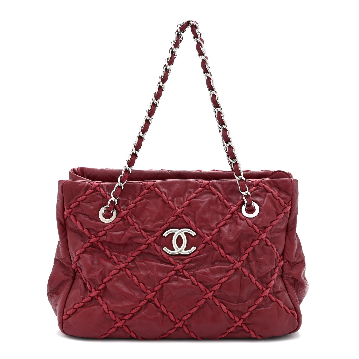 Calfskin Ultra Stitch Tote Dark Red