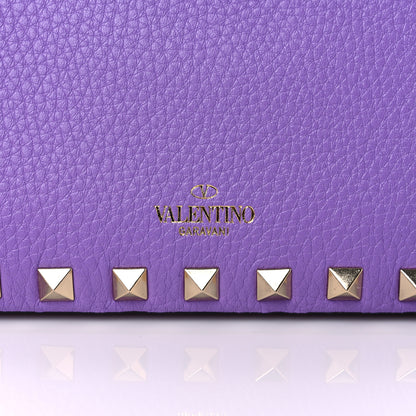 Valentino Garavani Pebbled Calfskin Small Rockstud Flip Lock Shoulder Bag Glicine 8 of 8