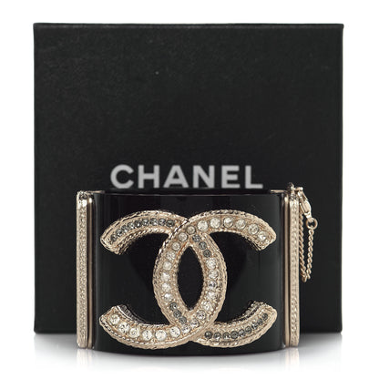 Chanel Resin Crystal CC Cuff Bracelet Black Gold 6 of 6
