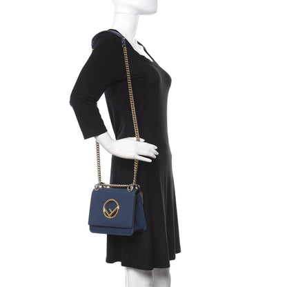 Fendi Vitello Century Opaco F is Fendi Small Kan I Shoulder Bag Blu Scuro 2 of 11