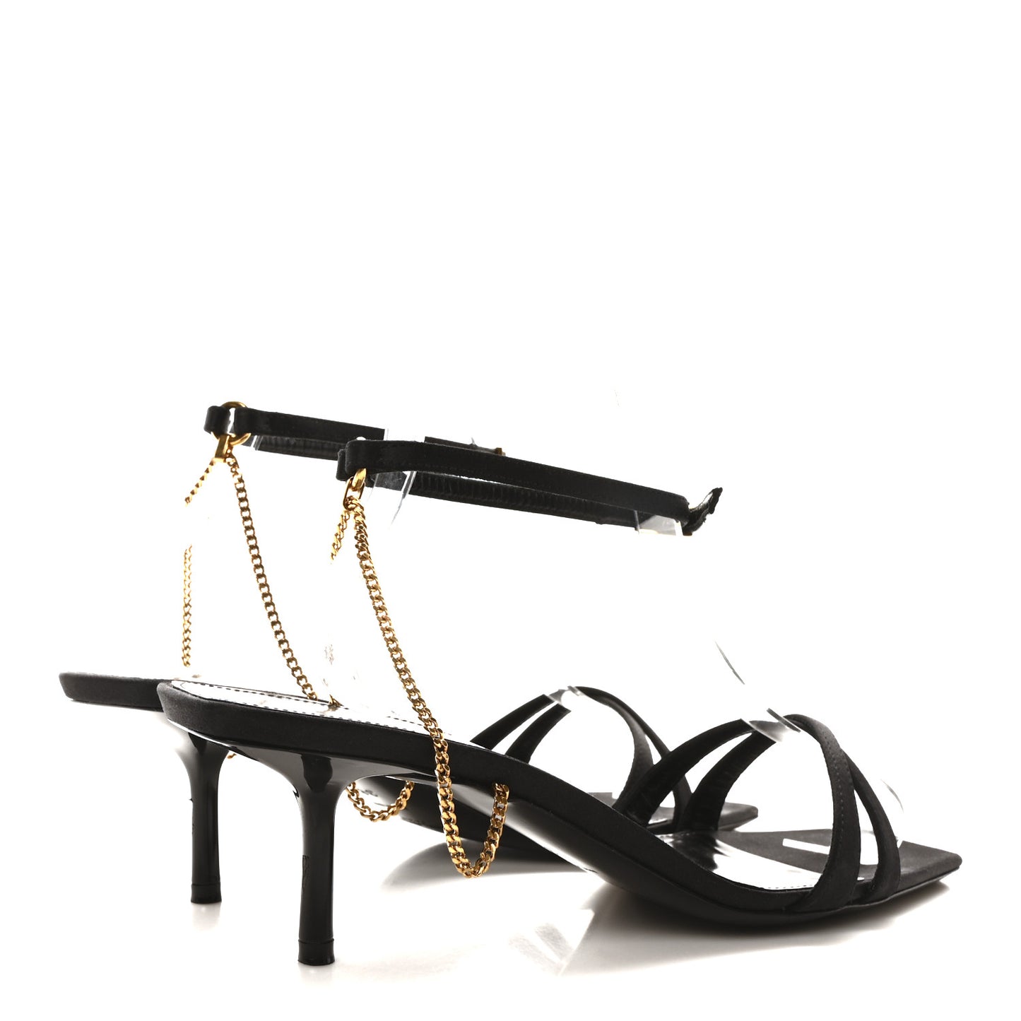 Crepe Satin Baliqua Melody 55 Ankle Strap Sandals 38 Black