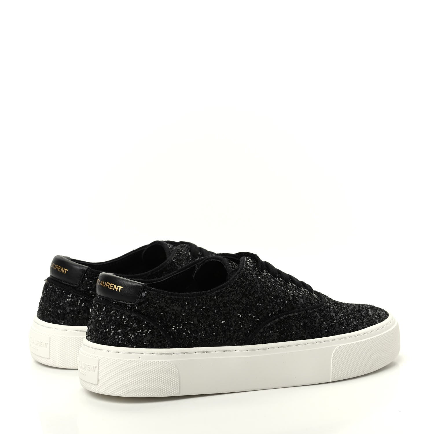 Saint Laurent Calfskin Crystal Glitter Venice Low Top Sneakers 36.5 Black 4 of 11