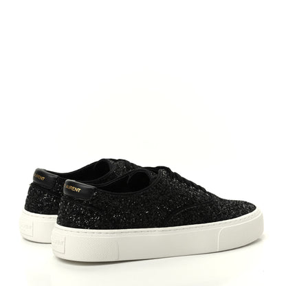 Saint Laurent Calfskin Crystal Glitter Venice Low Top Sneakers 36.5 Black 4 of 11