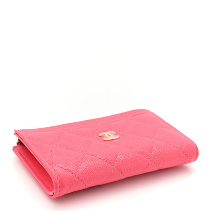 Chanel Caviar Quilted CC Zip Around Card Holder Pink 5 of 9