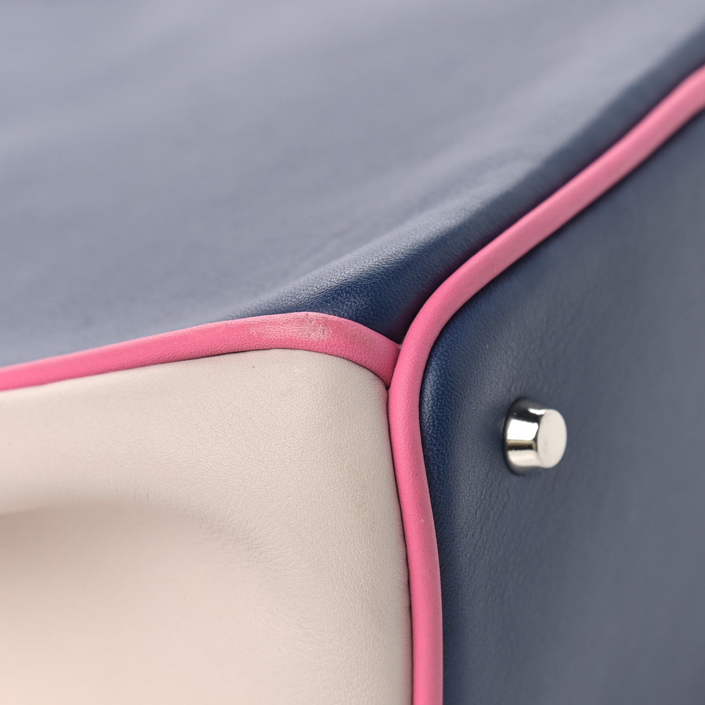 Smooth Calfskin Small Tri-Color Diorissimo Bag Navy Pink