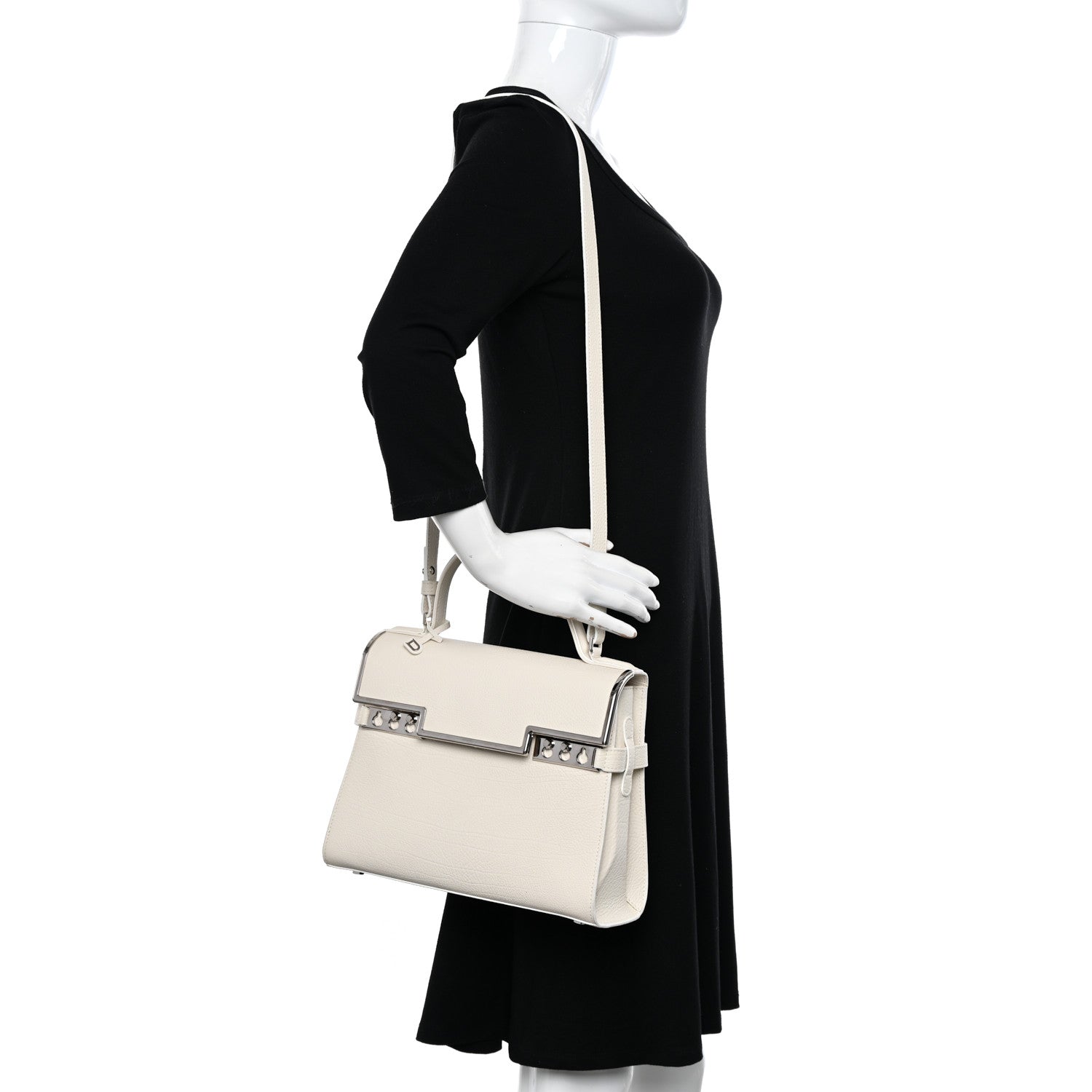 Delvaux Calfskin MM Tempete Satchel White 2 of 10