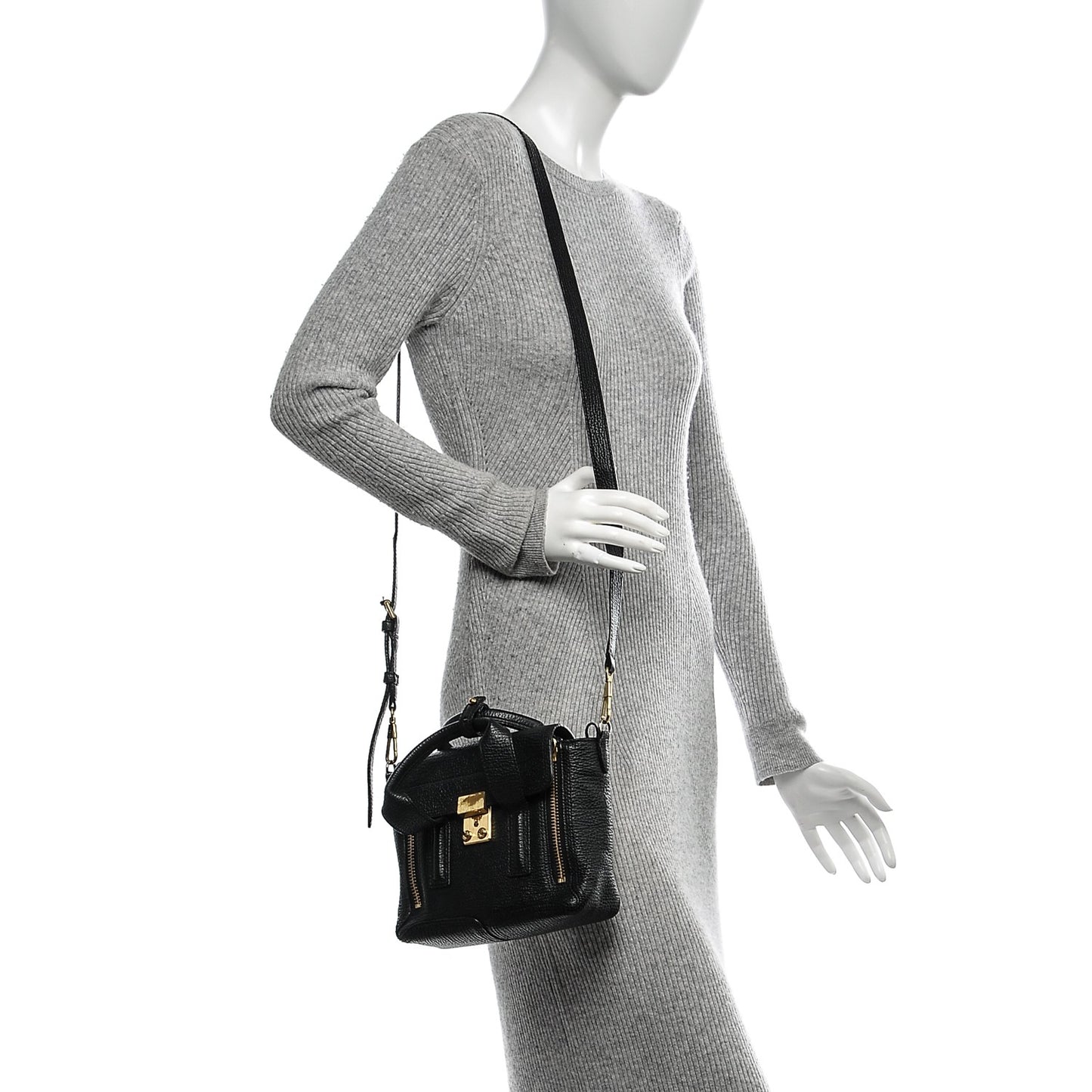 3.1 Textured Calfskin Mini Pashli Satchel Black