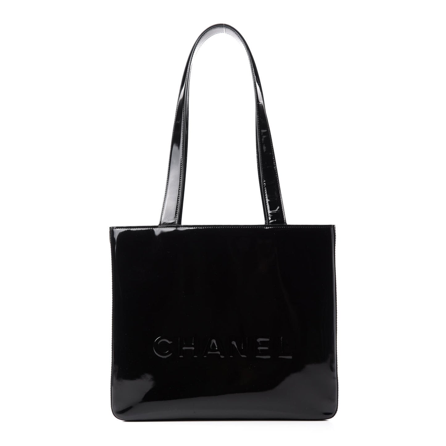 Patent Logo Shoulder Bag Black