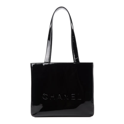 Chanel Patent Logo Shoulder Bag Black 1 of 13