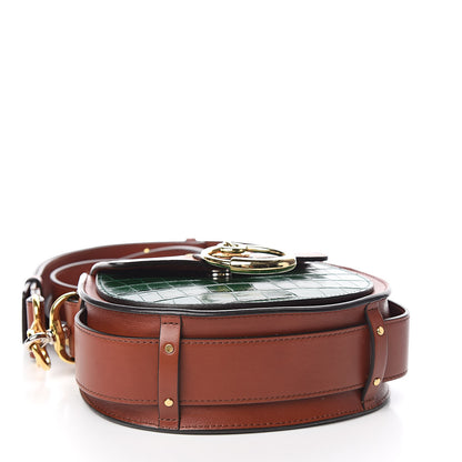 Chloe Calfskin Crocodile Embossed Small Tess Bag Woodsy Green Brown 4 of 15