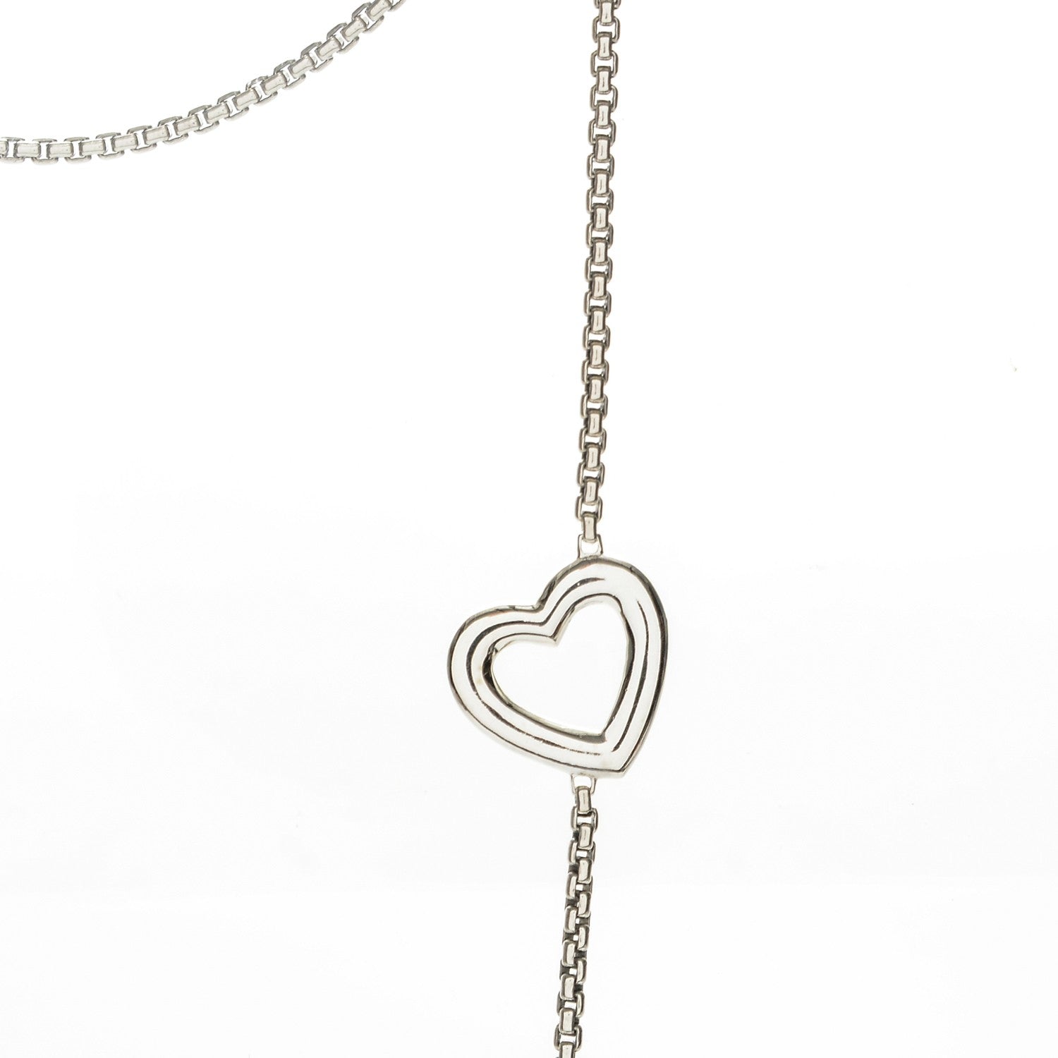 David Yurman Sterling Silver Cable Heart Chain Necklace 3 of 7