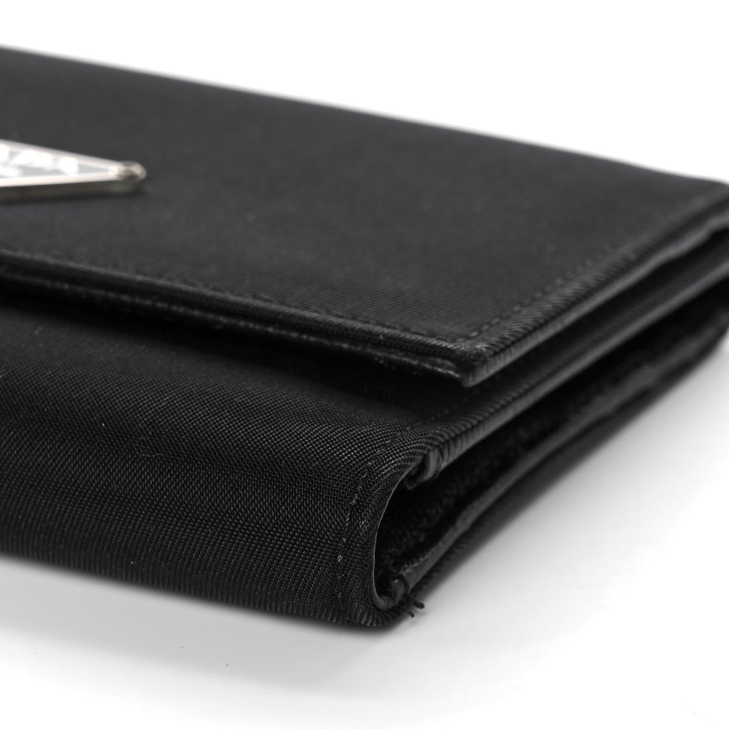 Tessuto Nylon Tri-Fold Compact Wallet Black