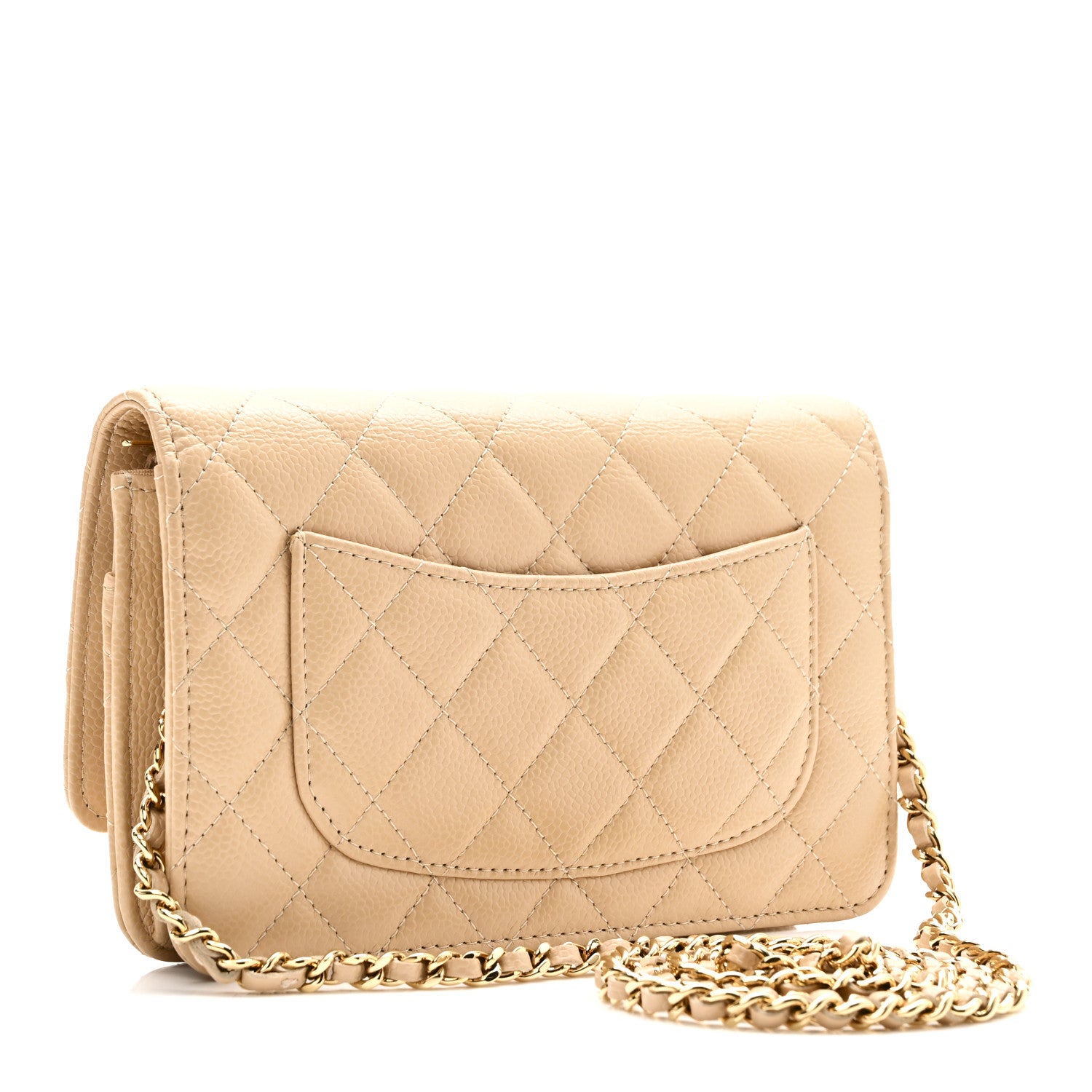 Chanel Caviar Quilted Wallet on Chain WOC Beige 3 of 12