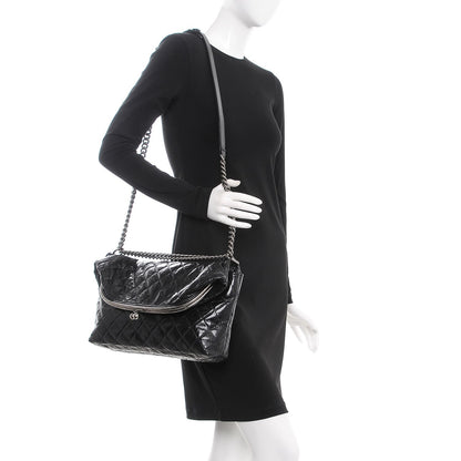 Chanel Glazed Calfskin Quilted Framed Shoulder Bag Black 2 of 7