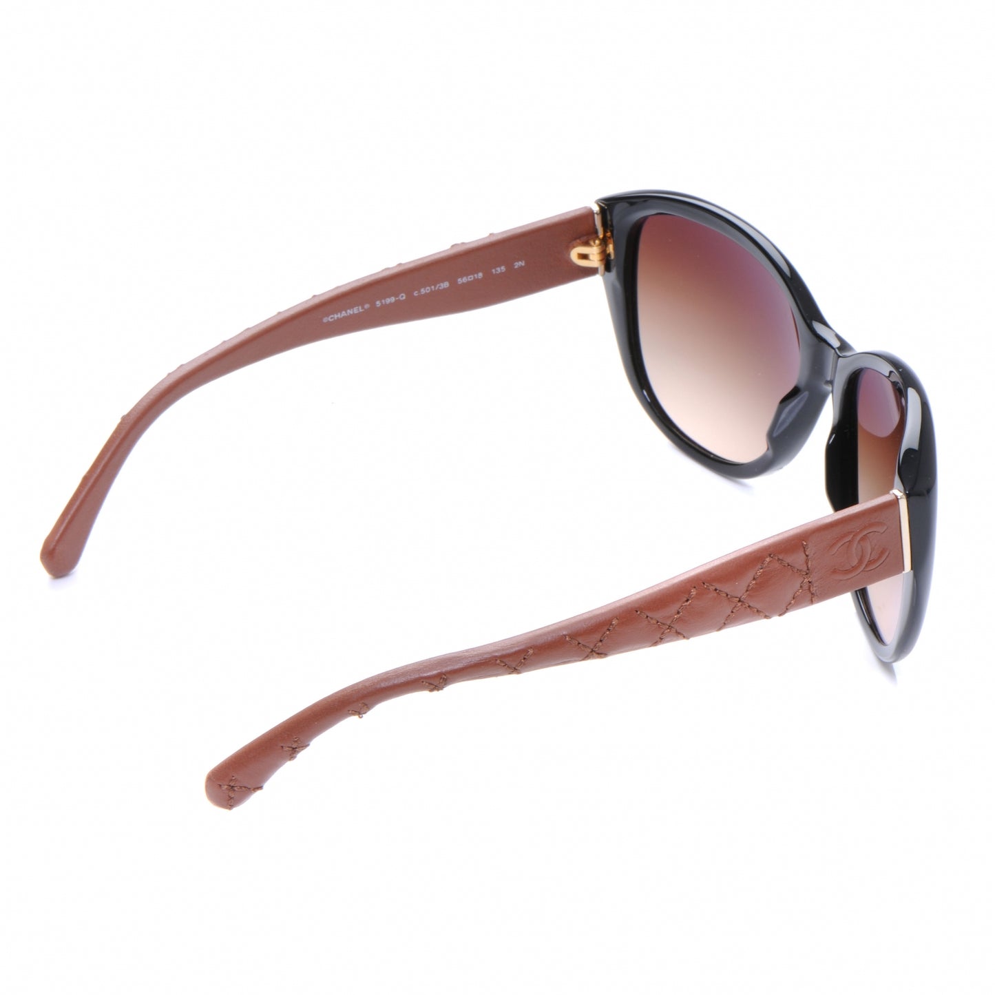 Leather Quilted CC Sunglasses Black Tan 5199 Q
