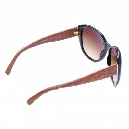Chanel Leather Quilted CC Sunglasses Black Tan 5199 Q 3 of 7