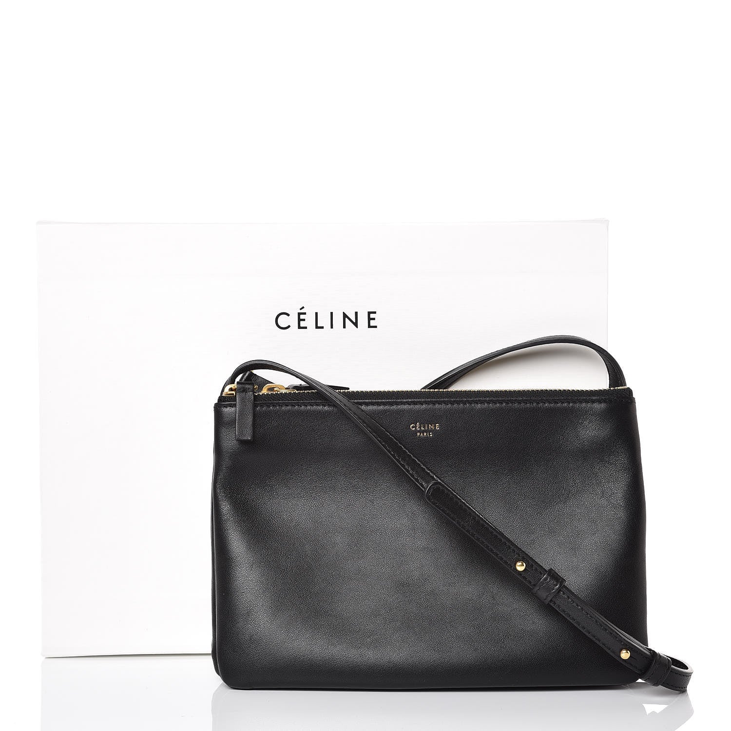 Celine Lambskin Small Trio Crossbody Bag Black 11 of 11