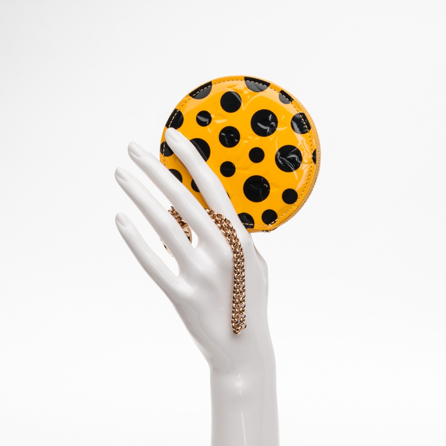 Louis Vuitton Vernis Kusama Infinity Dots Chapeau Coin Purse Yellow 2 of 7