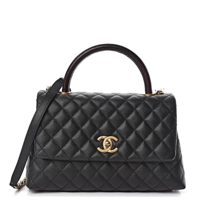 Chanel Caviar Lizard Embossed Quilted Small Coco Handle Flap Black 1 of 12